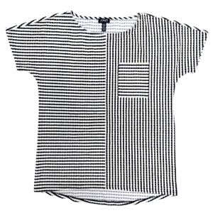 Jones New York women's black and white striped waffle knit top size S